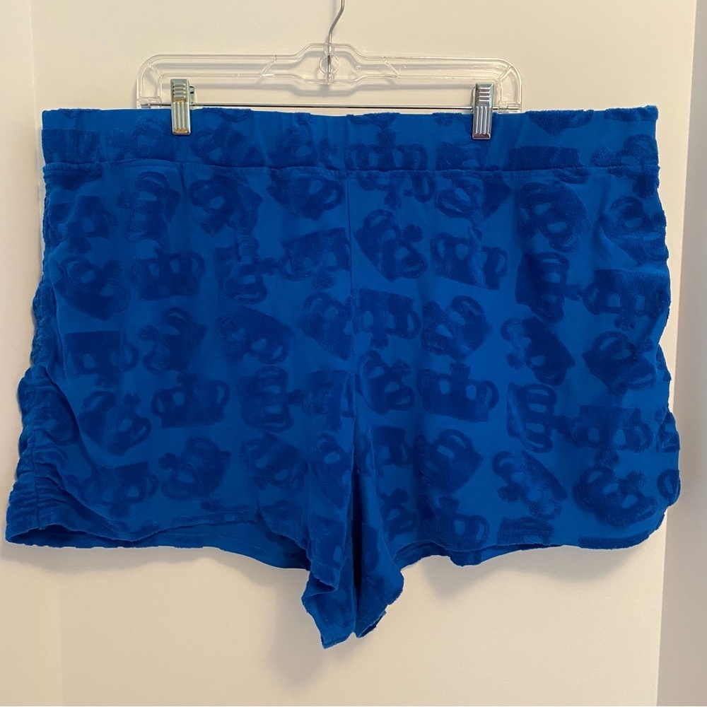 Juicy by Juicy Couture Crown Print Pull-On Shorts Blue Splash Plus Size 3X